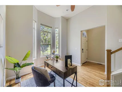a living room with furniture a window and a potted plants