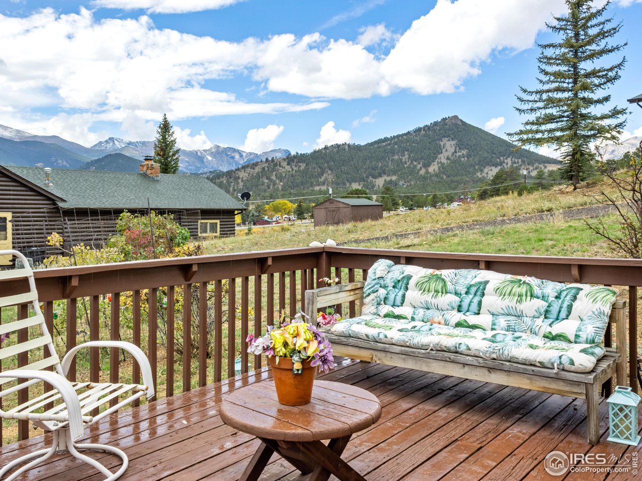 831 Larkspur Road Estes Park, CO 80517 - Photo 3 of 32 This front deck is large and great for family to gather.