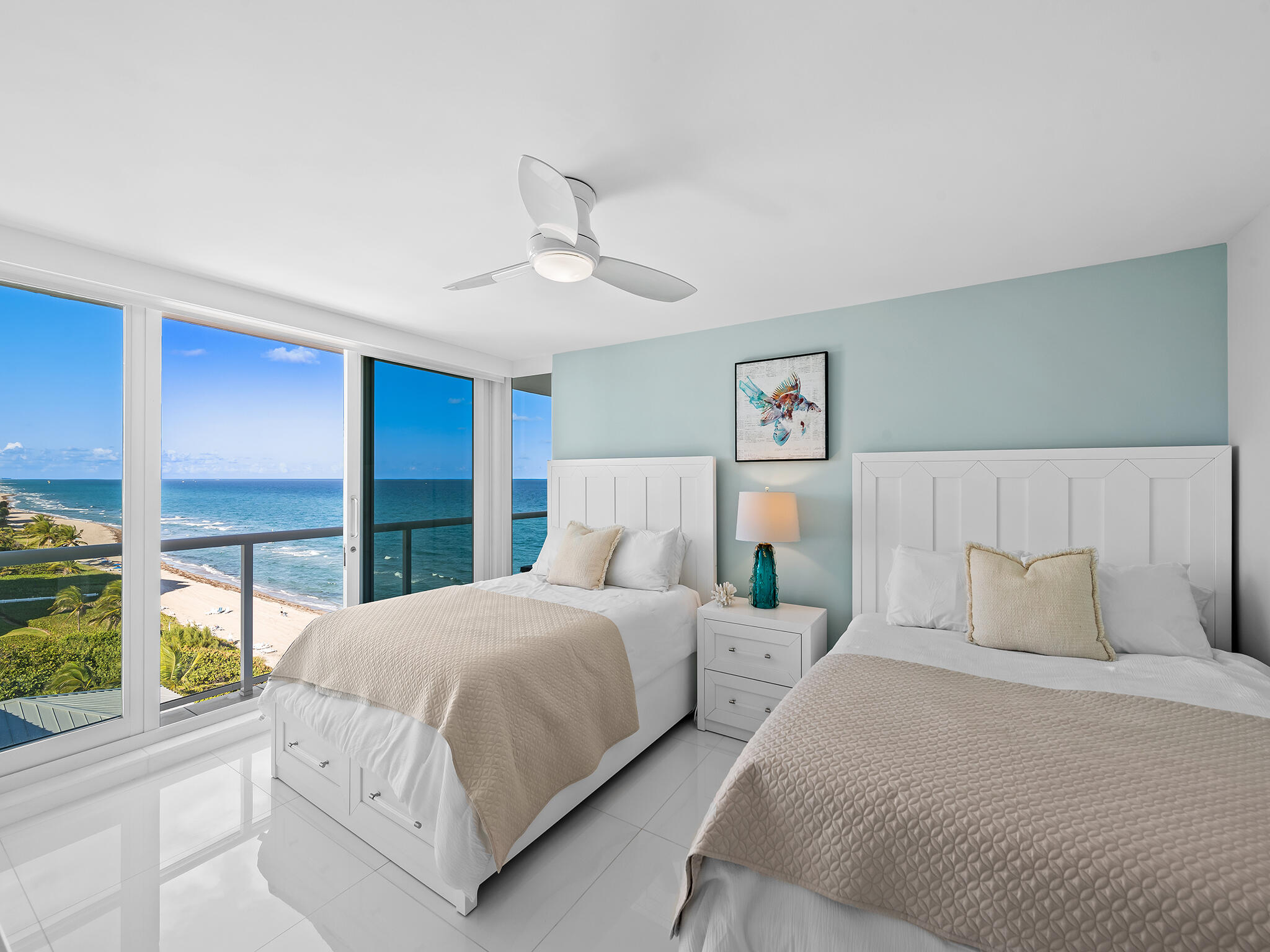 3505 South Ocean Boulevard, Unit 10N Highland Beach, FL 33487 - Photo 24 of 42 a bedroom with double bed and a large window