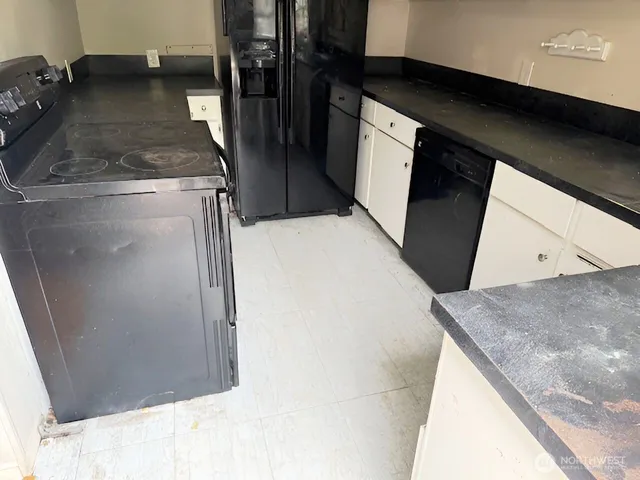 a view of a kitchen cabinets