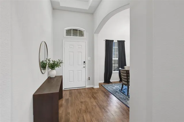 wooden floor with a mirror