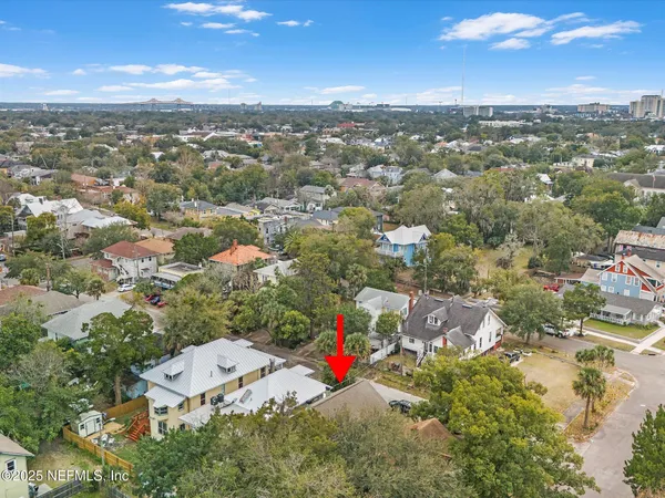 an aerial view of a house