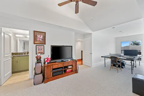 a view of a lake with a house