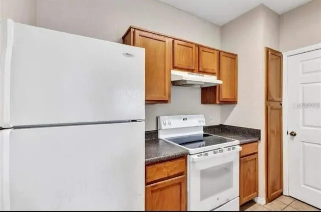 a white refrigerator freezer sitting inside of a kitchen