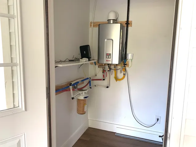 a bathroom with a mirror