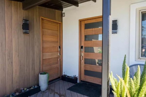 a view of front door and furniture