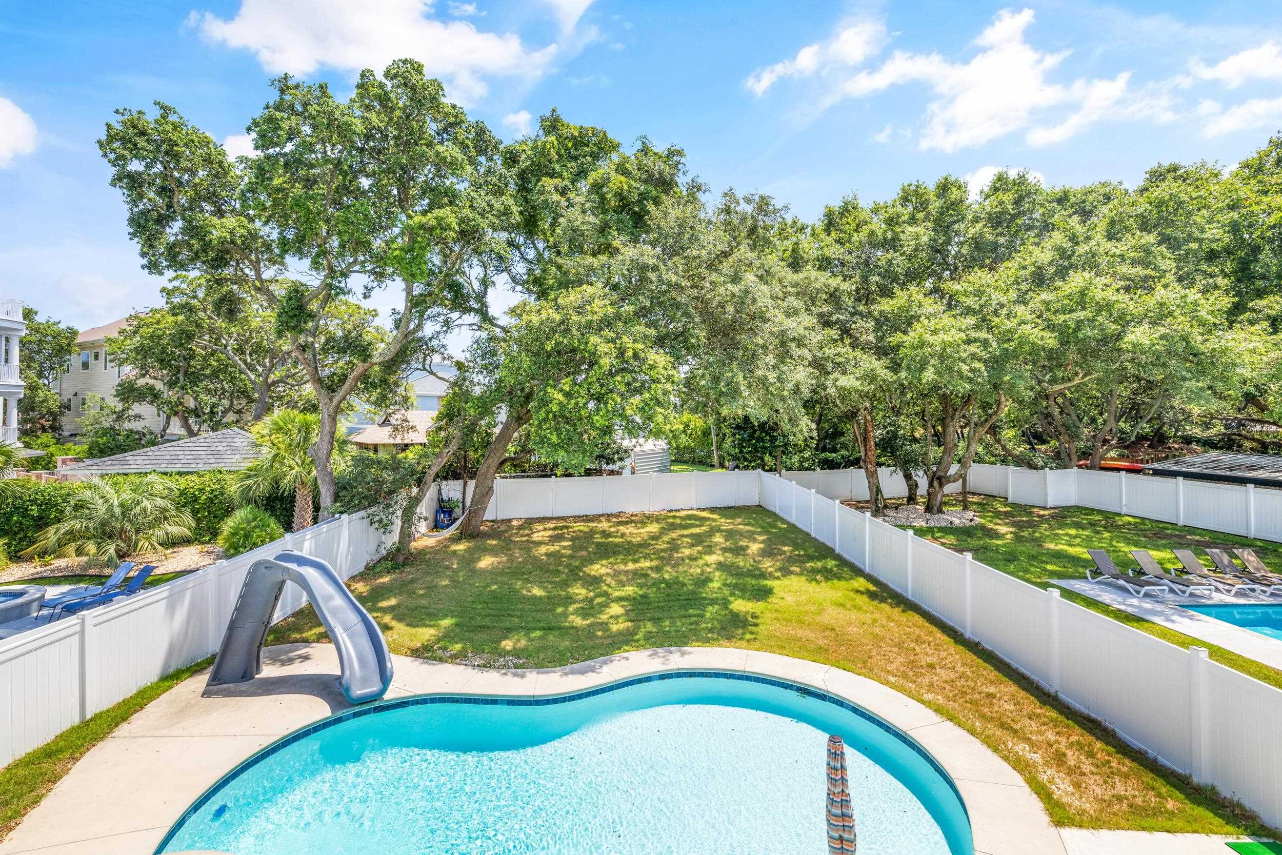 5907 Haskell Circle Myrtle Beach, SC 29577 - Photo 38 of 38 View of pool with a water slide, a fenced backyard, and a patio
