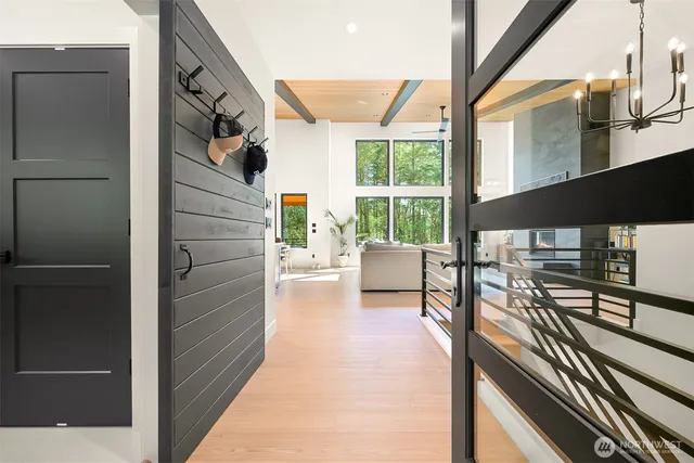 a view of a balcony with chairs