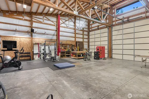 a view of a gym with equipment