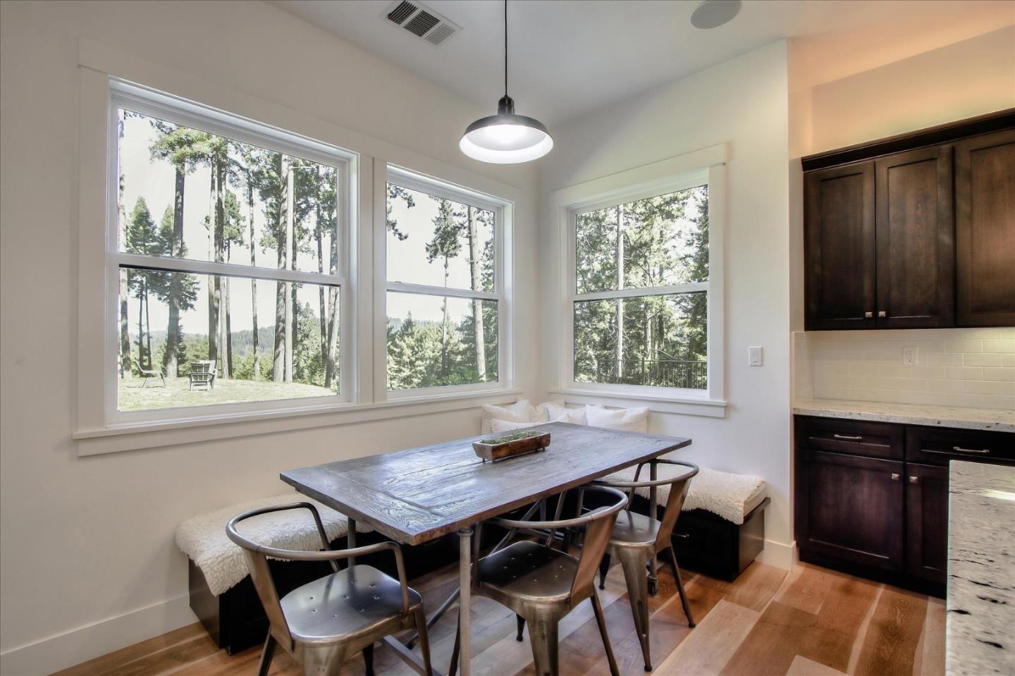 355 McKee Road Felton, CA 95018 - Photo 26 of 71 a view of a dining room with furniture window and outside view