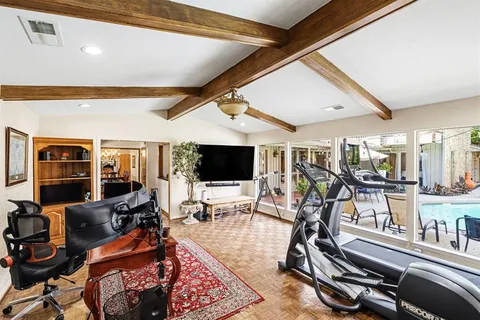 a room with gym equipment