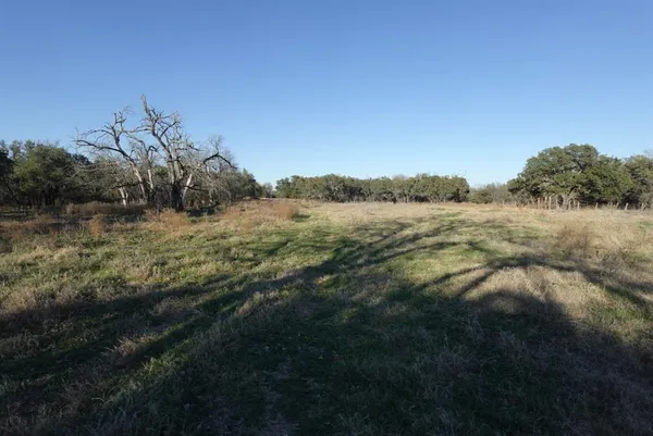 a view of a field with an ocean view