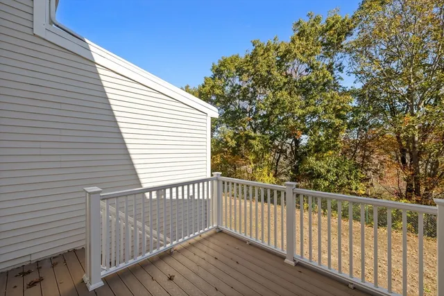 a view of a wooden balcony