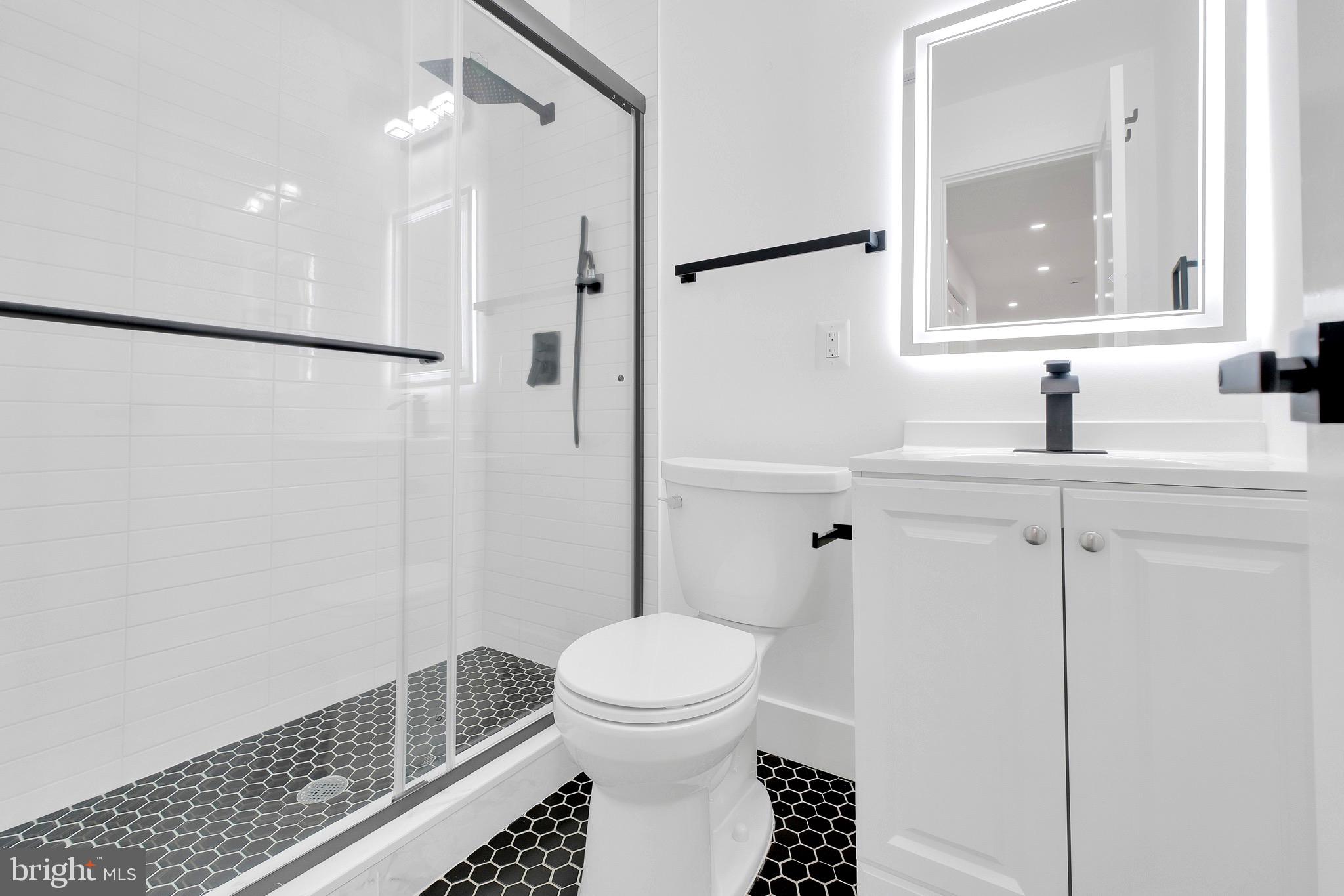 5318 5th Street Northwest Washington, DC 20011 - Photo 35 of 40 a bathroom with a toilet a sink and a shower