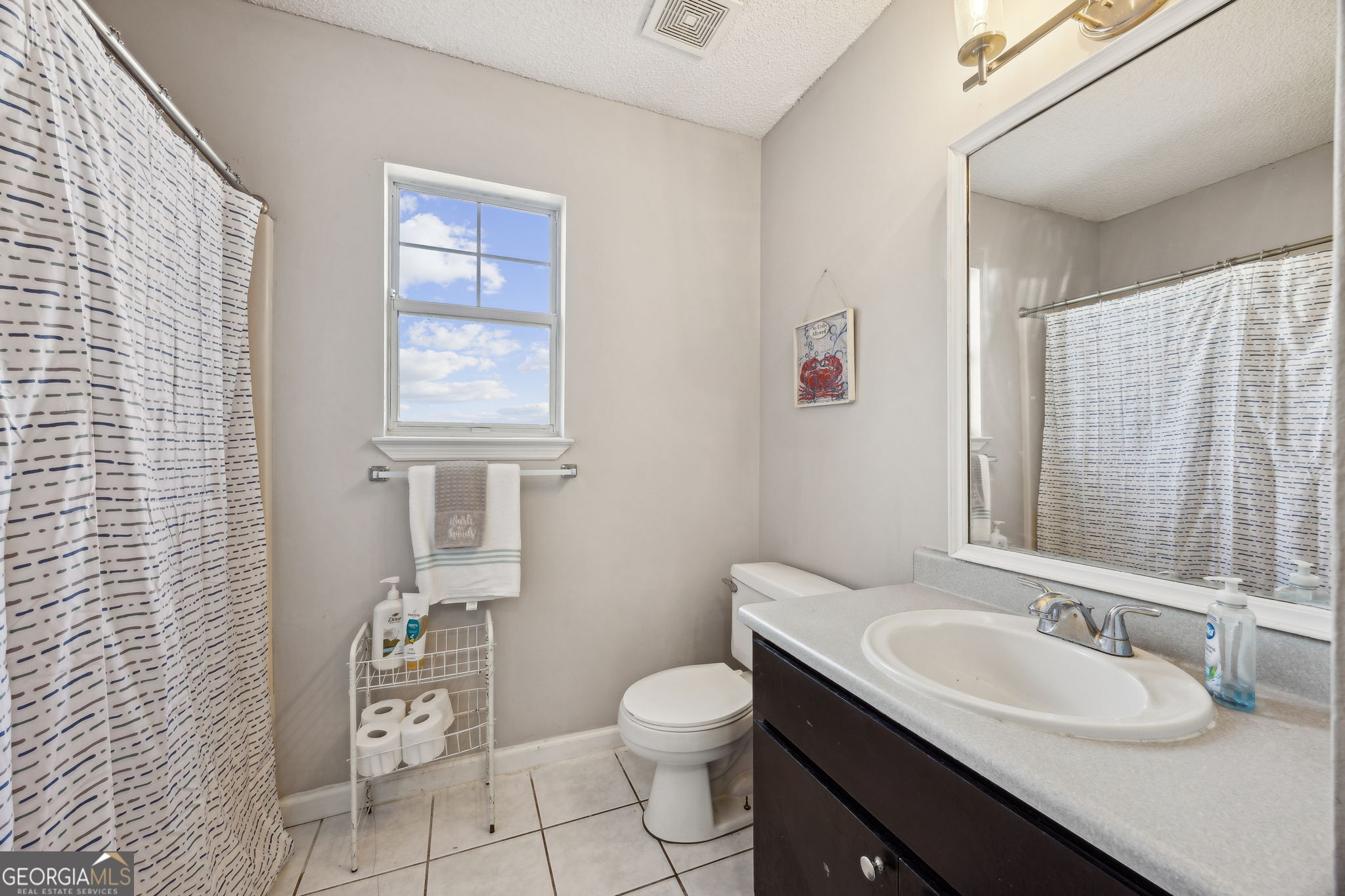 1720 Point Peter Road St. Marys, GA 31558 - Photo 38 of 93 a bathroom with a granite countertop toilet a sink a mirror and a window
