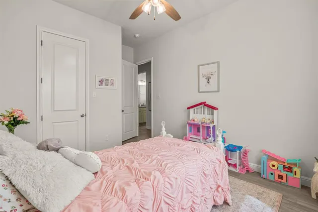 a room with closet and window