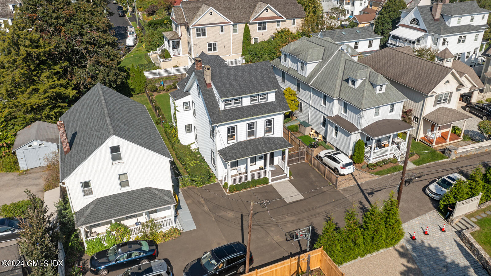 15 Elm Place Greenwich, CT 06830 - Photo 33 of 40 an aerial view of a residential apartment building with a yard