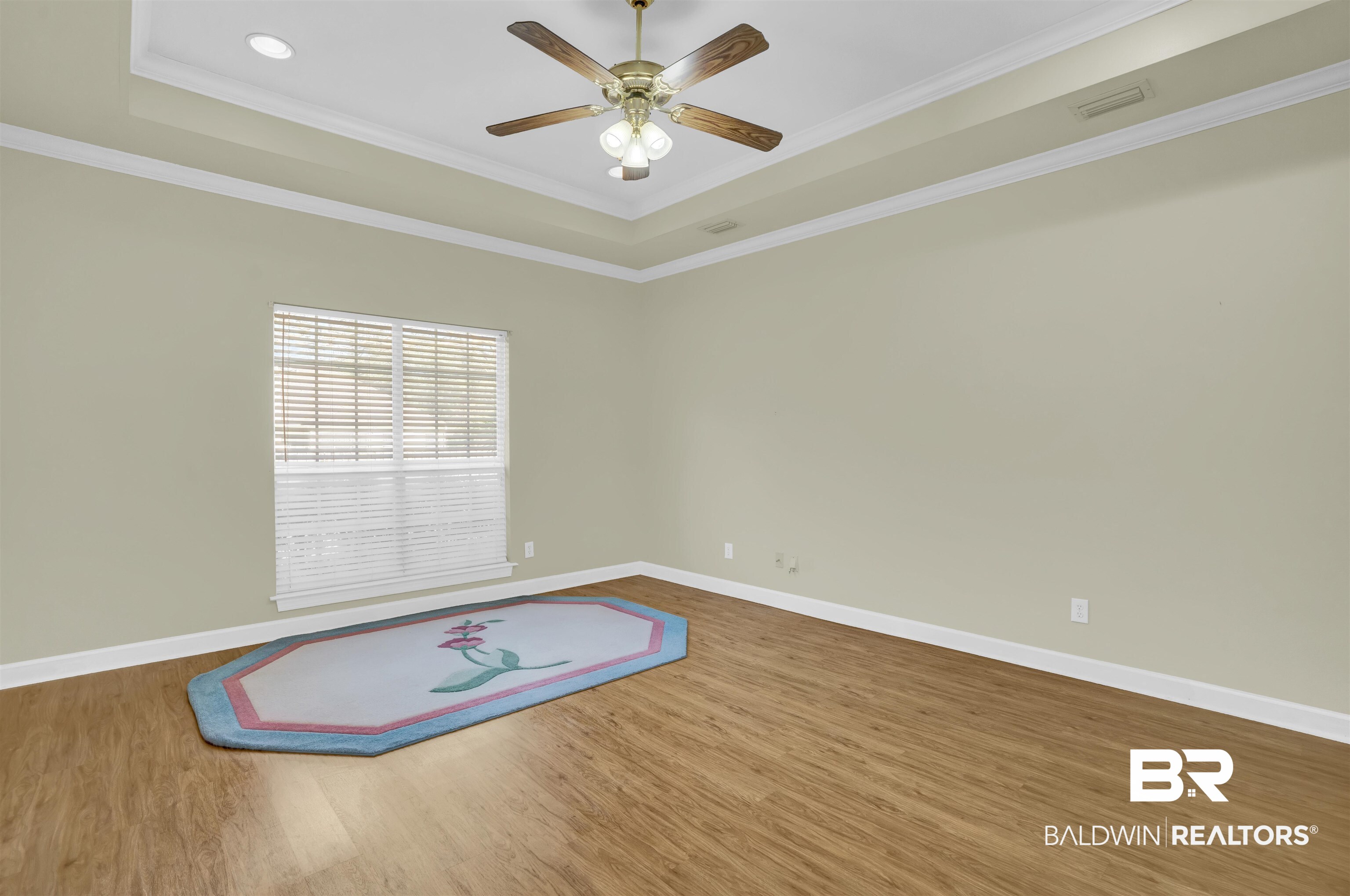 100 Conti Court Fairhope, AL 36532 - Photo 32 of 54 Spare room featuring hardwood / wood-style flooring, a raised ceiling, and ornamental molding