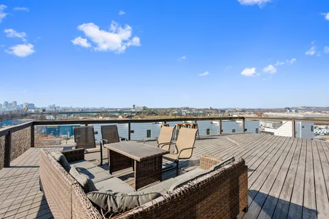 a view of porch with seating space