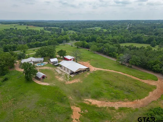 an aerial view of a house
