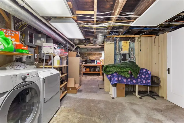 a view of a storage room with washer and dryer