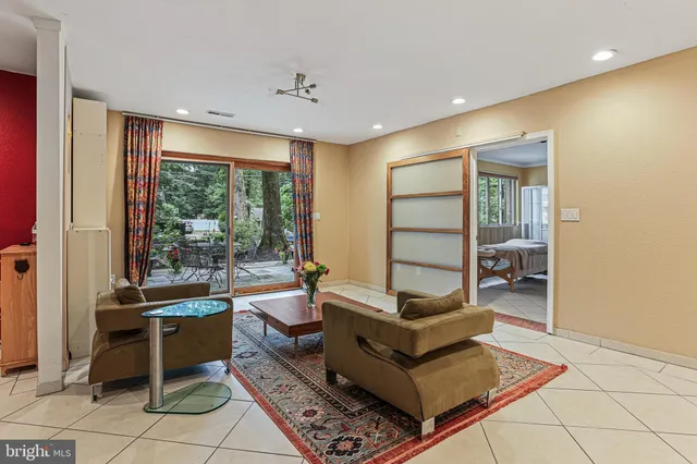 a living room with furniture