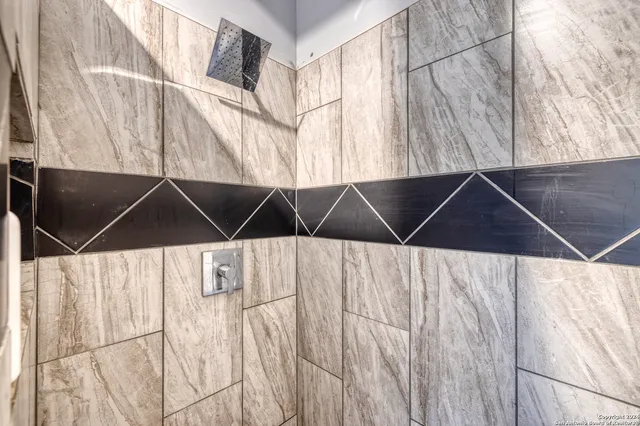 a close up of a shower curtain