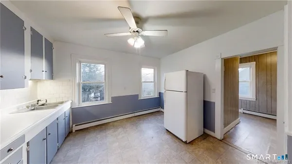 a view of a livingroom with a window