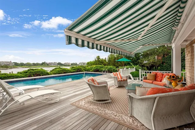 a view of a lake from a yard