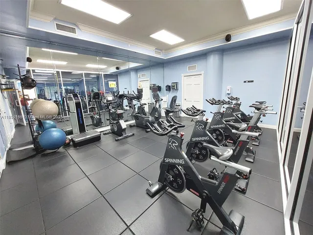 a room with gym equipment