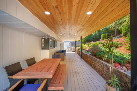 a outdoor space with wooden floor