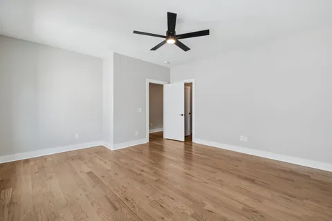 a view of an empty walk in closet