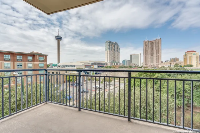 a balcony with city view