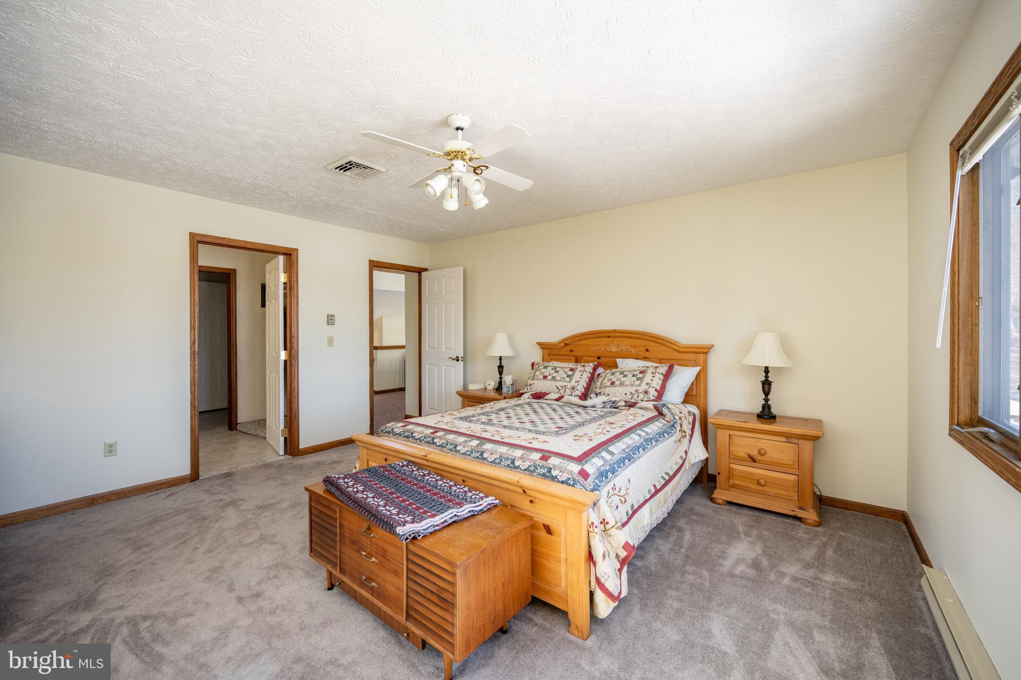 815 Chadderton School Road Oakland, MD 21550 - Photo 55 of 110 a bedroom with a bed and a chandelier