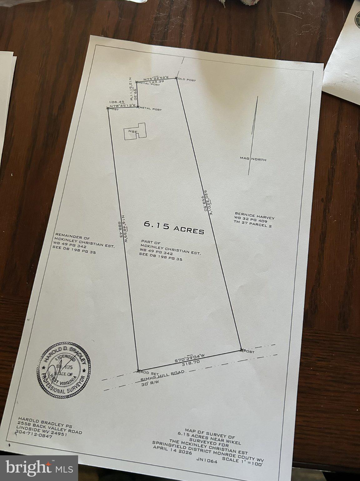 2046 Simms Hill Road Lindside, WV 24951 - Photo 69 of 69 Survey Map of 6. 15 Acres