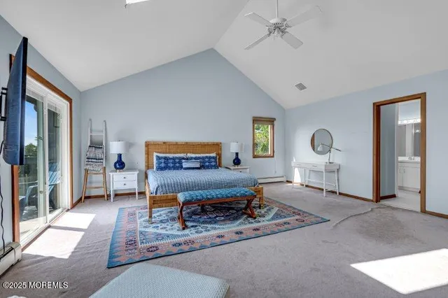 a view of a lake with a yard