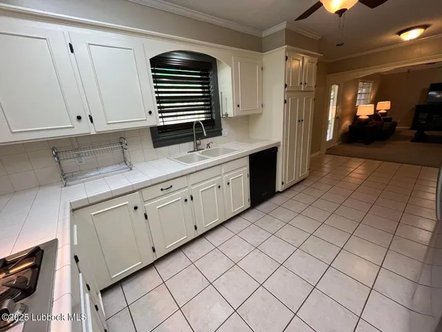 a kitchen with a sink and cabinets