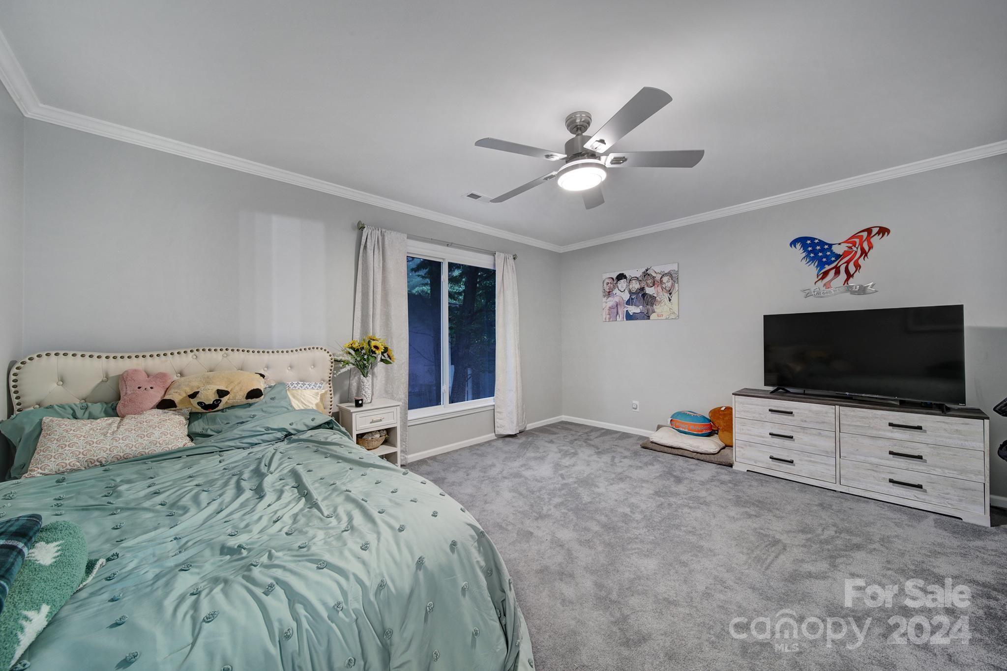 9119 Windjammer Drive Tega Cay, SC 29708 - Photo 12 of 40 a bedroom with furniture and a flat screen tv