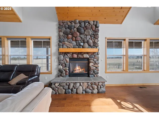 a living room with furniture window and a fireplace