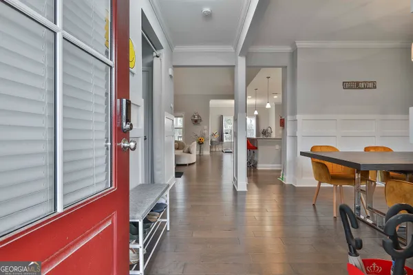 a view of livingroom with furniture and wooden floor