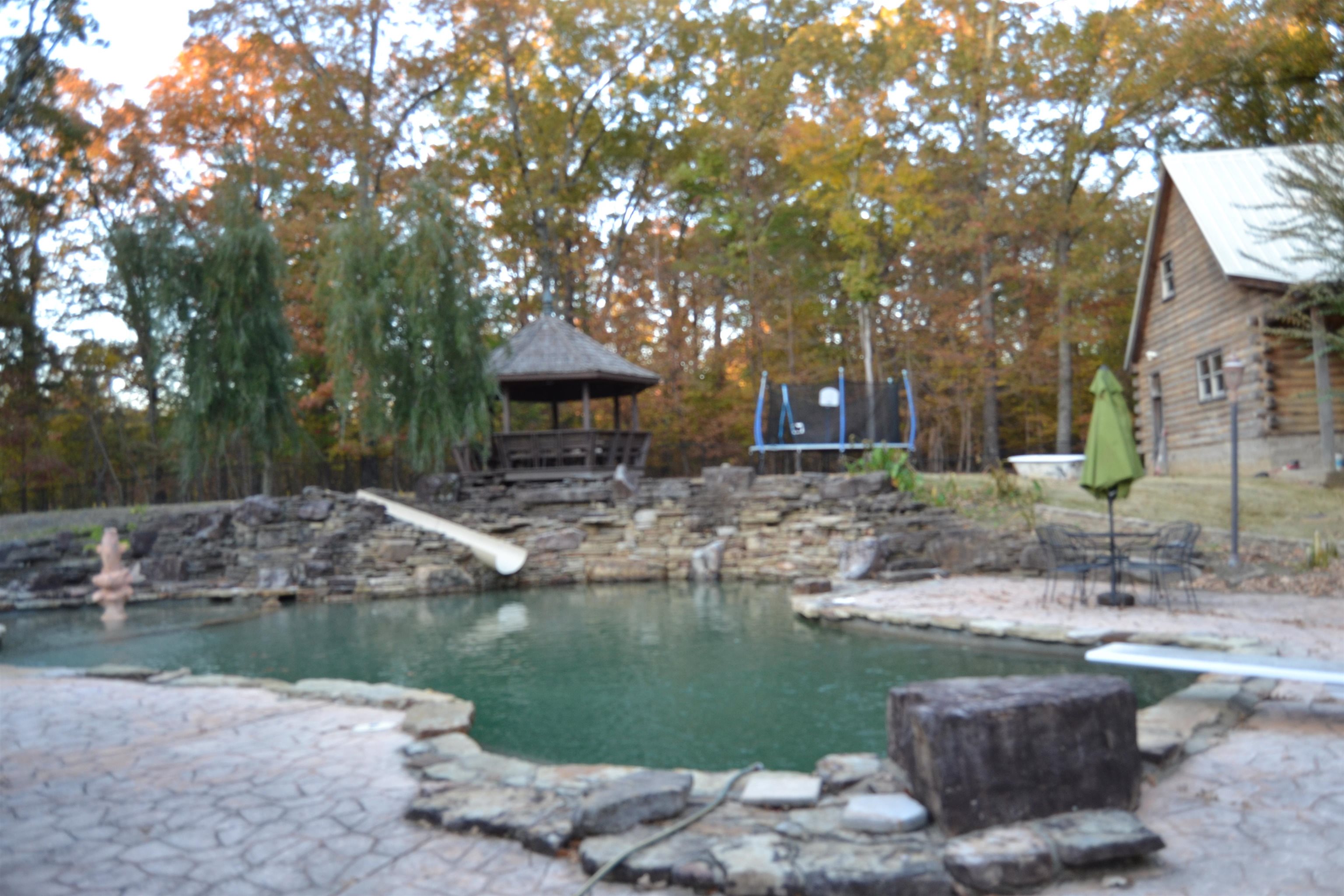 470 Walnut Point Cove Memphis, TN 38018 - Photo 37 of 37 Outdoor pool with a diving board, a gazebo, a trampoline, a water slide, and a patio