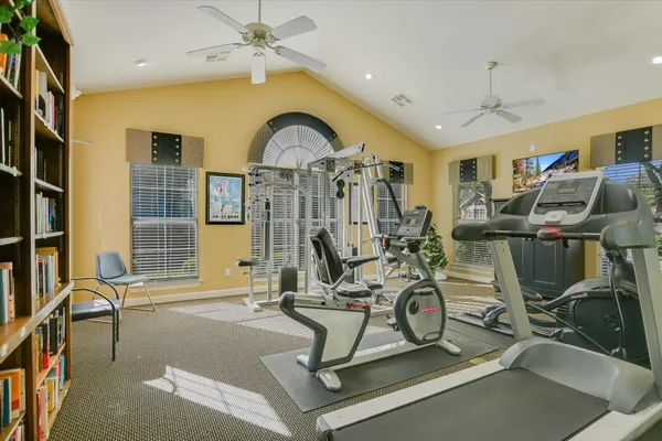 a view of a room with gym equipment