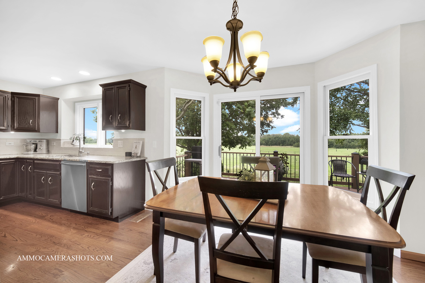 1840 Marne Road Bolingbrook, IL 60490 - Photo 14 of 37 a dining room with wooden floor a chandelier a wooden table and chairs