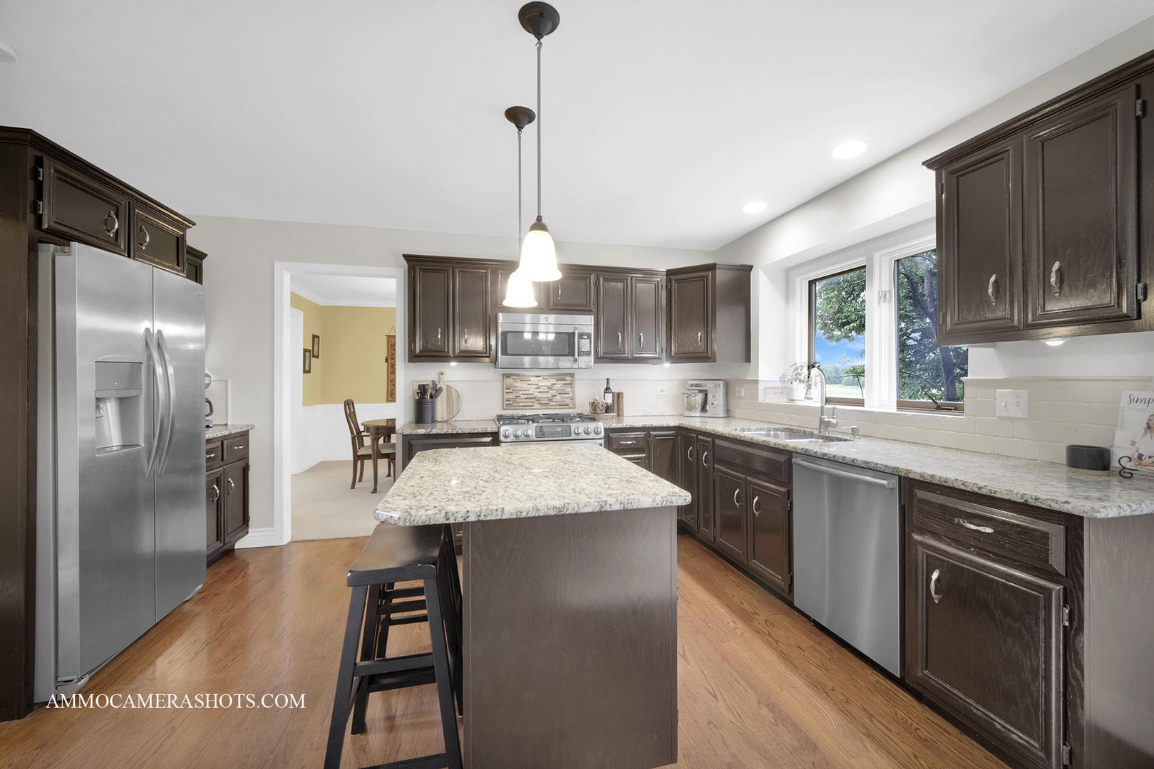 1840 Marne Road Bolingbrook, IL 60490 - Photo 10 of 37 a kitchen with stainless steel appliances granite countertop a sink refrigerator and cabinets
