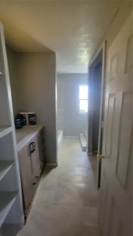 a bathroom with a bathtub