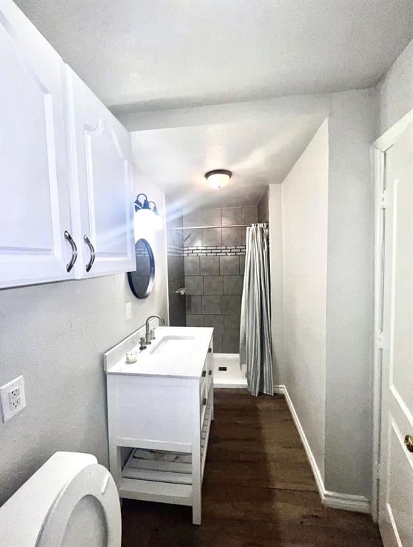 3632 South Marsalis Avenue Dallas, TX 75216 - Photo 3 of 4 a bathroom with a sink toilet and a mirror