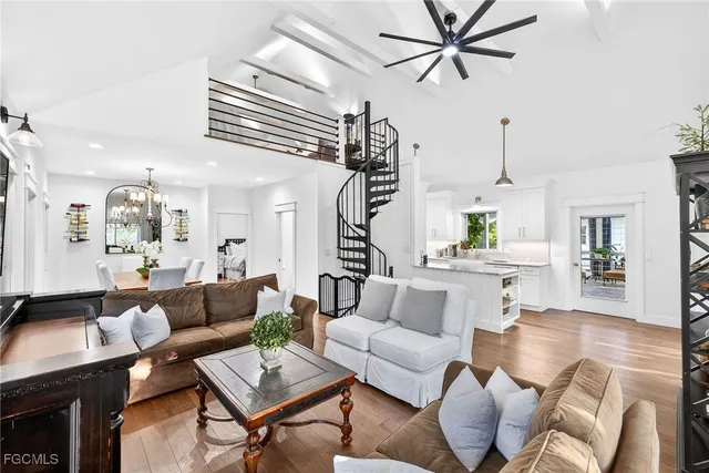 a living room with furniture