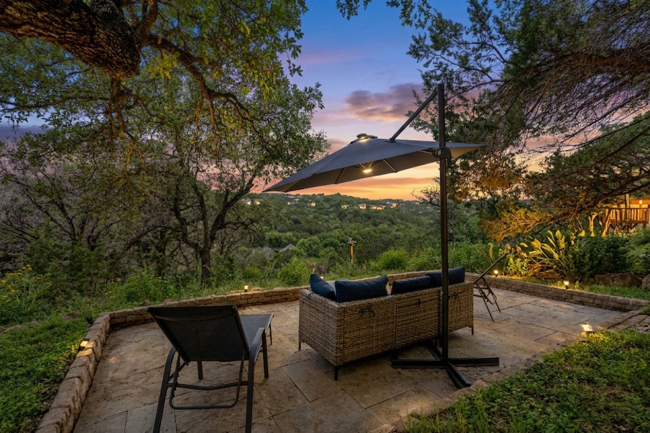 14213 Red Feather Trail Austin, TX 78734 - Photo 5 of 39 a view of outdoor space with seating area and trees