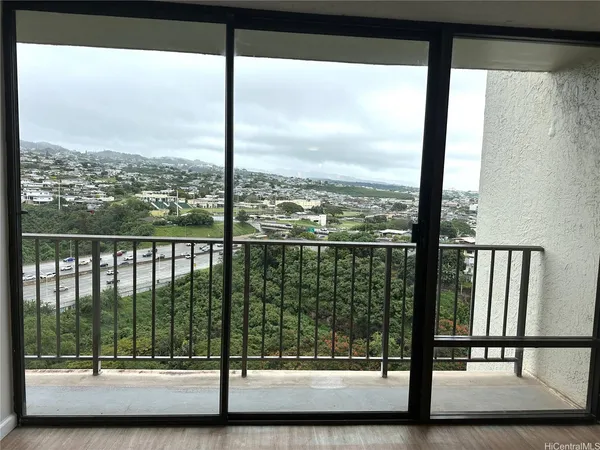 a view of a city from a balcony