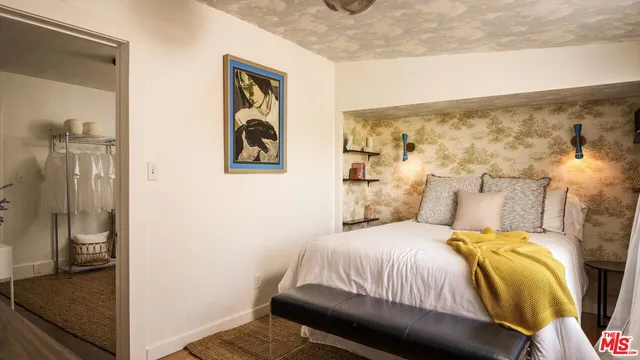 a view of a balcony and wooden floor